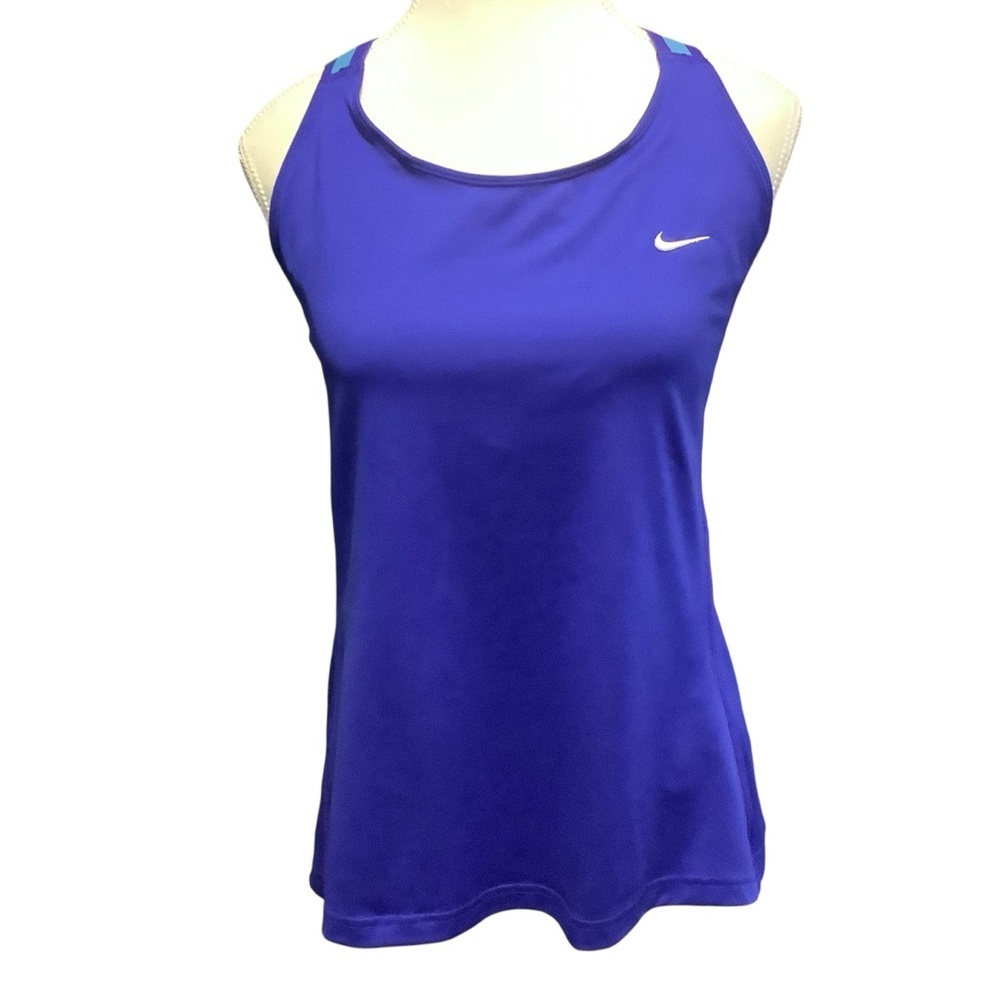 Nike Dri-Fit Racerback Tank Top 2X Blue Athletic Workout Built-In Bra